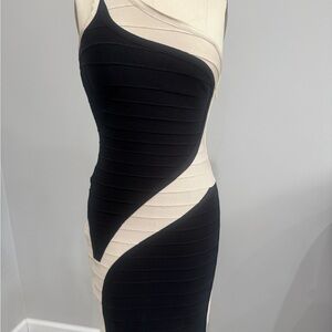 Herve Leger black and white/cream Mini Dress